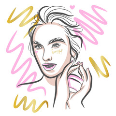 Stylish portrait of a girl with a jar of cream in her hands, advertising concept