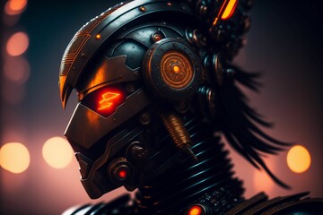 Samurai, cyberpunk, warrior, robot - Generative IA Technology
