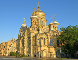 Fototapeta na wymiar Church of Dormition of Mother of God, Russian Orthodox Church building in Saint Petersburg