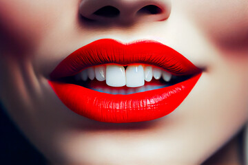 Perfect lips. shot of womans lips.  Generative AI.