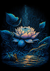 Fototapeta na wymiar Lily, flower arrangement, colorful poster