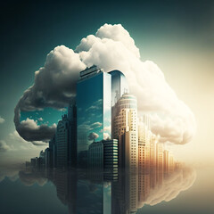 Fototapeta premium clouds and central city in the sky