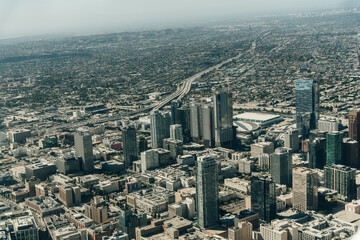 Fototapeta na wymiar Aerial view of a Downtown Los Angeles