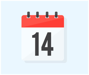 The day fourteen of the month with date 14, fourteenth day logo design. Calendar icon flat day 14. Reminder symbol. Event schedule date. Schedule planning. Meeting appointment time vector design and i