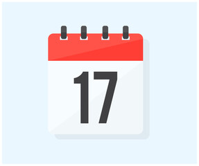 The seventeenth day of the month with date 17, day seventeen logo design. Calendar icon flat day 17. Reminder symbol. Event schedule date. Schedule planning. Meeting appointment time vector design.

