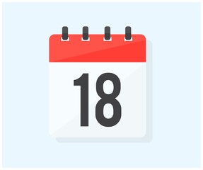 The day eighteen of the month with date 18, eighteenth day logo design. Calendar icon flat day 18.  Event schedule date. Schedule planning. Meeting appointment time vector design and illustration.

