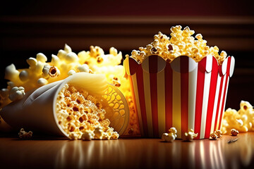 pop corn and on red armchair cinema