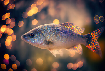 Obraz na płótnie Canvas A fish with sparkles and some lights
