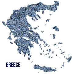 The map of the Greece made of pictograms of people or stickman figures. The concept of population, sociocultural system, society, people, national community of the state. illustration.