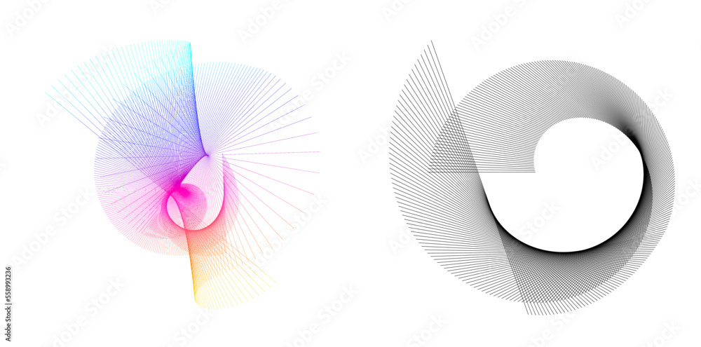 Poster set design element circle. isolated bold vector colors golden ring from. abstract glow wavy stripes 