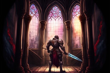 Fototapeta na wymiar Mystical Knight fantasy illustration