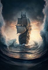 Fototapeta premium ship in the sea