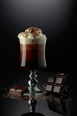 Chocolate cocktail with whipped cream.