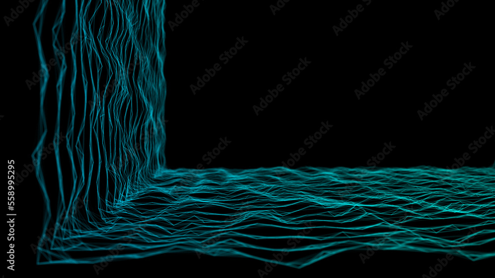 Poster digital path with linear connections. molecular interweaving of lines. technological connections of 