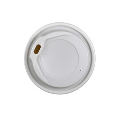 Plastic disposable top coffee cap isolated on white