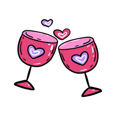 two glasses of wine and heart