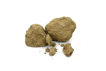 a clod of earth isolated on white background.