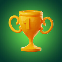 Game gold winner cup icon 3d rendering on isolated background