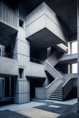 Obraz premium Brutalist interior design, vertical. Generative AI