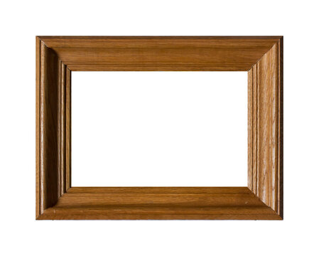 Wide wooden horizontal picture frame isolated