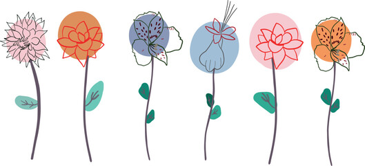 Spring time in a row simple hand drawn floral border design illustration