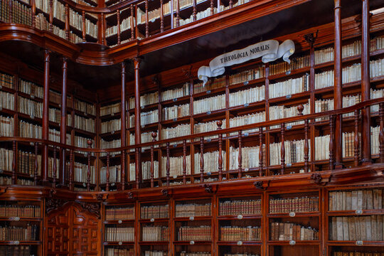 Puebla, Mexico - March 17 , 2022 :Palafoxiana library founded in 1646, it was the first public library in colonial Mexico,It has books and manuscripts,from the 15th to the 20th century.