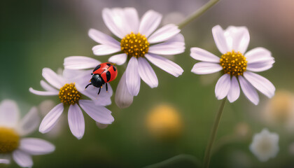 Obraz premium White daisies in a green field. Generative AI