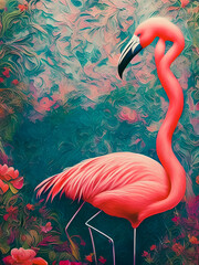 The majestic paint of a flamingo animal captures the grace and beauty of this species. Generative AI