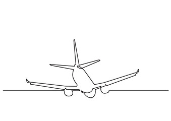 Fototapeta na wymiar continuous line drawing of passenger airplanes flights airport PNG image with transparent background