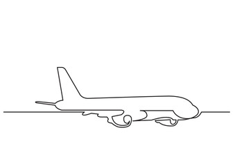 Fototapeta na wymiar continuous line drawing of passenger airplanes flights airport PNG image with transparent background