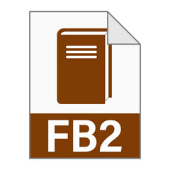 Modern flat design of FB2 file icon for web