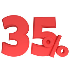 discount number 3d illustration. isolated transparent number.