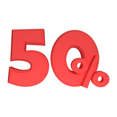 discount number 3d illustration. isolated transparent number.
