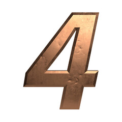 metal number 3d illustration. isolated transparent number.