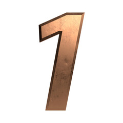 metal number 3d illustration. isolated transparent number.