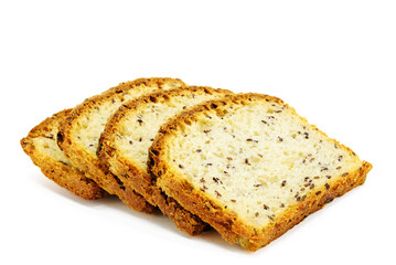 slices of white bread with flax and seeds