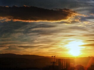 sunset over the city