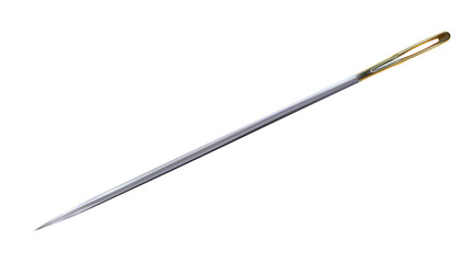 3d chrome realistic sewing needle isolated. Fashion embroidery tool, accessories for needlework and art craft. png illustration.
