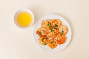 Banh khot Vung Tau, Vietnamese mini savory pancakes with with rice batter and shrimp, vietnamese...