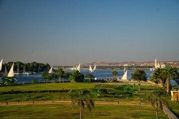 Cruising in river Nile near Aswan in Egypt