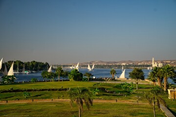Fototapeta na wymiar Cruising in river Nile near Aswan in Egypt