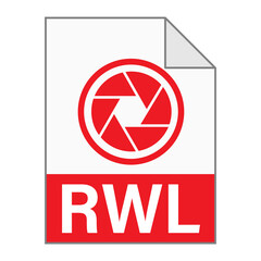Modern flat design of RWL file icon for web