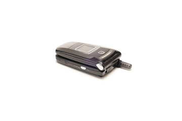 白背景の折り畳み式携帯電話