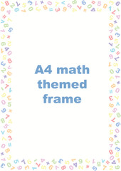 Mathematics themed pastel vector frame for worksheets and arithmetic school tasks, pictures