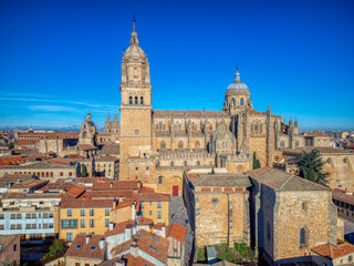 Aerial view of the cathedral of Salamanca in Spain.