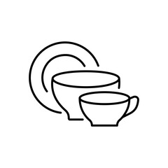 Premium Icon on Dishes, Crockery, Tableware, Utensil, Dinnerware, and Dishwasher, Dish Wash. Such Line Sign as Plates and Cup. Custom Vector Icon for Web and App in Outline Style. eps 10
