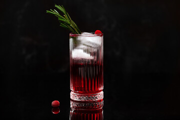 Kir royal cocktail on black background