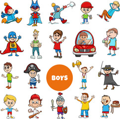 Obraz na płótnie Canvas cartoon teen and elementary age boys characters set