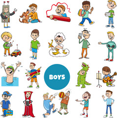 Fototapeta premium cartoon teen and elementary age boys characters set
