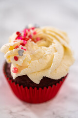 Red Velvet Cupcakes with White Chocolate Ganache Frosting